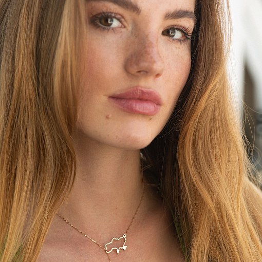 Золотое колье - галстук "Карта Украины" (куб. цирконий Swarovski в форме сердца)  4050 9