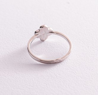 Серебряное кольцо "Клевер" (черная эмаль) 112623 №3