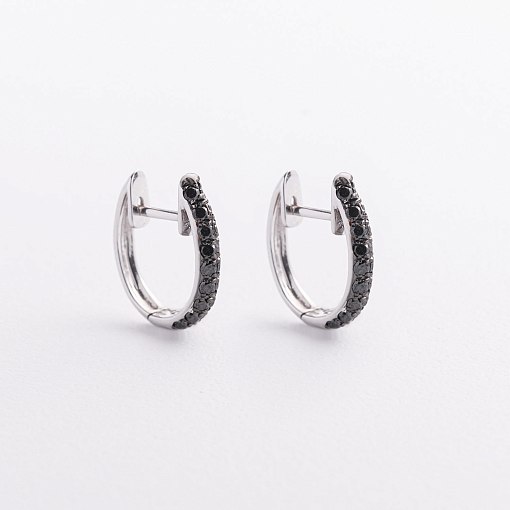 Золоті сережки з чорними діамантами сб0252sth