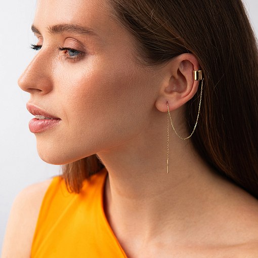 Сережка - каффа з ланцюжком (жовте золото) с09446 2