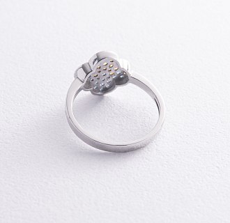 Серебряное кольцо "Клевер" (голубые и желтые камни) 5442 №5
