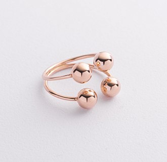 Кольцо "Шарики" в красном золоте к08281 №2