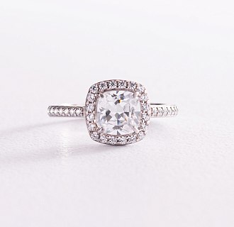 Серебряное кольцо с белыми фианитами 112641