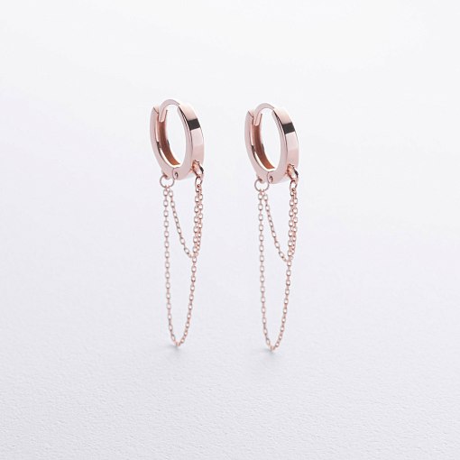 Золоті сережки - кільця з ланцюжками с08958