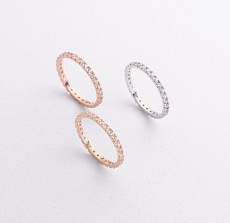 Кольцо с дорожкой камней в красном золоте к08277 №4