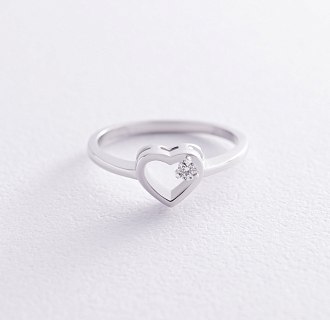 Золотое кольцо "Сердечко" с бриллиантом кб0502z