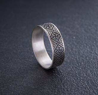 Серебряное кольцо "Вышиванка - сварга" 1115 №11
