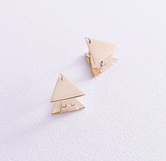 Серьги "Треугольники" (желтое золото) с07001 №4