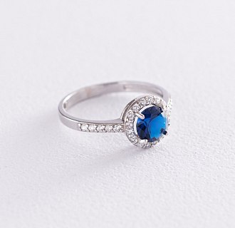 Серебряное кольцо с белыми и синими фианитами 112582
