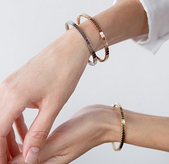 Жесткий браслет "Kylie" в красном золоте б05825 №8