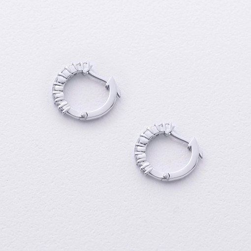 Сережки - кільця з фіанітами (біле золото) с09171 3