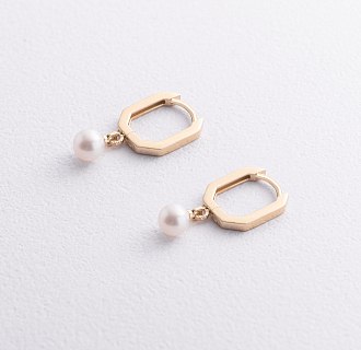 Серьги "Olimpia" с жемчугом (желтое золото) с09629 №2