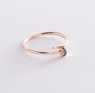 Золотое кольцо "Гвоздь" с черными бриллиантами 101-10029