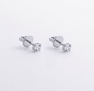 Серьги - пусеты с фианитами (белое золото) с09640 №2