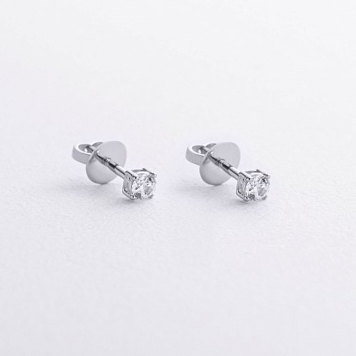 Сережки - пусети з фіанітами (біле золото) с09640 2