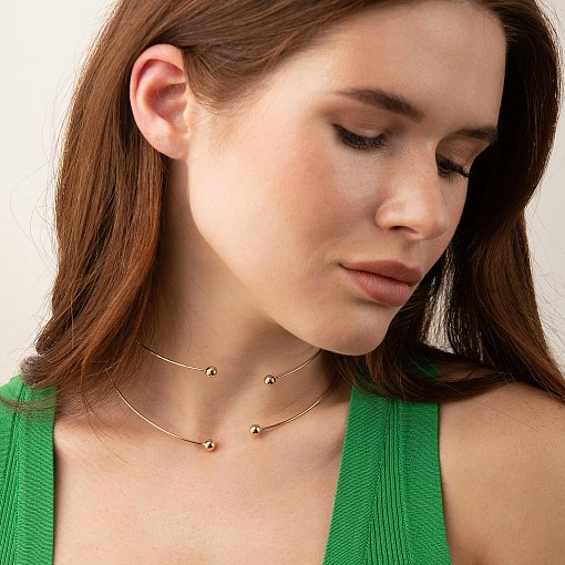 Колье - чокер "Demi" (желтое золото) с шариками кол02614 6