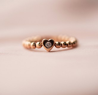 Золотое кольцо с сердечком (фианит) к06180 №3