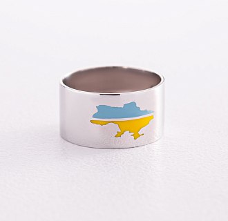 Серебряное кольцо "Карта Украины" с эмалью 9401