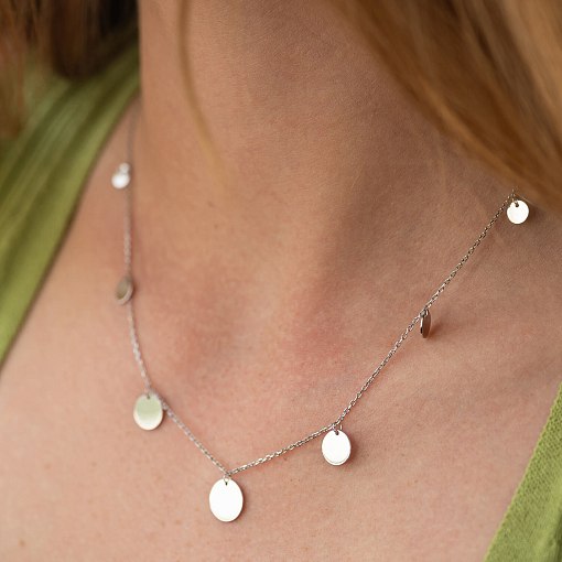 Колье "Монетки" в белом золоте (7 шт) кол02559 5