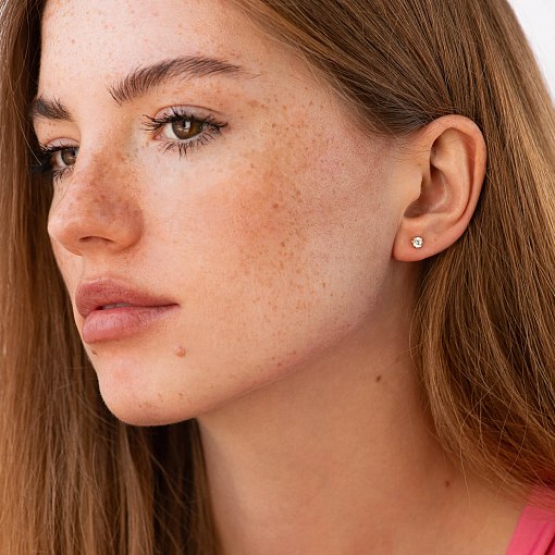 Моносережка з фіанітом (червоне золото) с09177 2