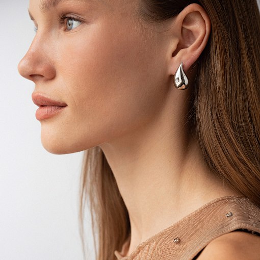 Серьги "Megan" в белом золоте (Small) с09119 2