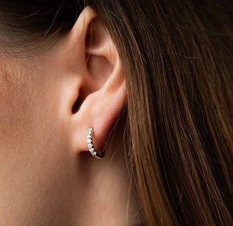 Золотые серьги - кольца с бриллиантами сб0564sm №4