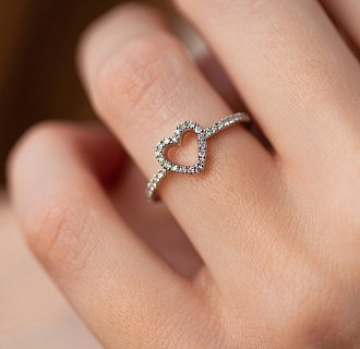Золотое кольцо "Сердечко" с бриллиантами кб0496ch №2