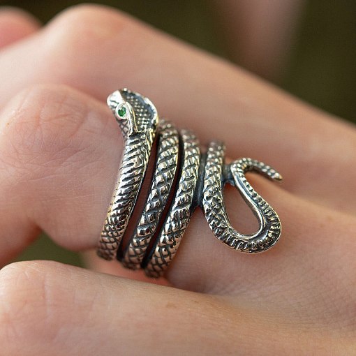 Серебряное кольцо "Змея" 112663 7