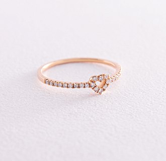 Золотое кольцо "Сердечко" с бриллиантами кб0458ca №3