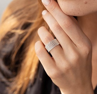 Серебряное кольцо "Рейчел" с шариками 112661 №6