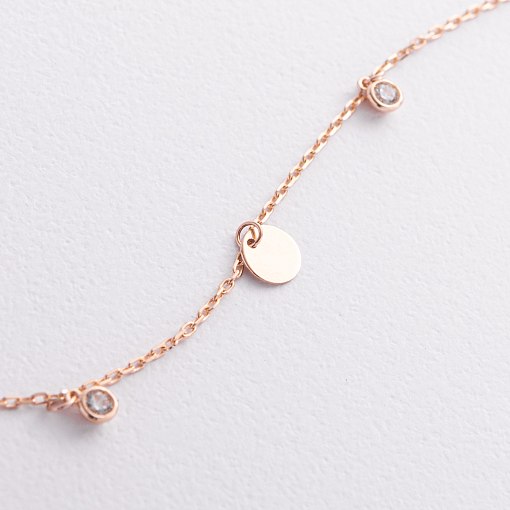 Колье "Монетки" в красном золоте (фианиты) кол02624 3