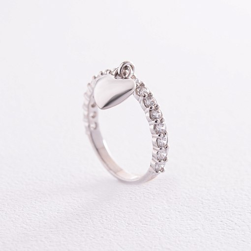 Серебрянное кольцо "Сердечко" с фианитами 069810 3