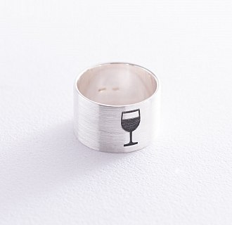 Серебряное кольцо "Бокал вина" (матовое) 112143б №2