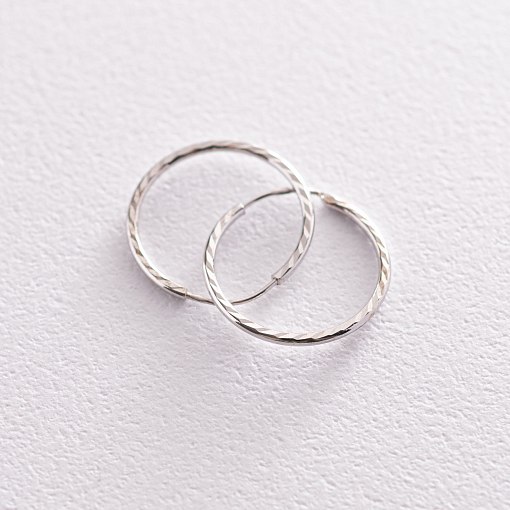 Сережки - кільця в білому золоті (1.8 см) с07153