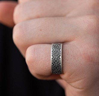 Серебряное кольцо "Вышиванка" 1114 №19