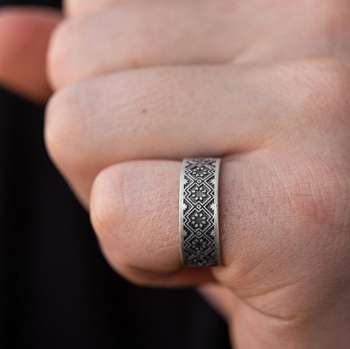 Серебряное кольцо "Вышиванка" 1114 19