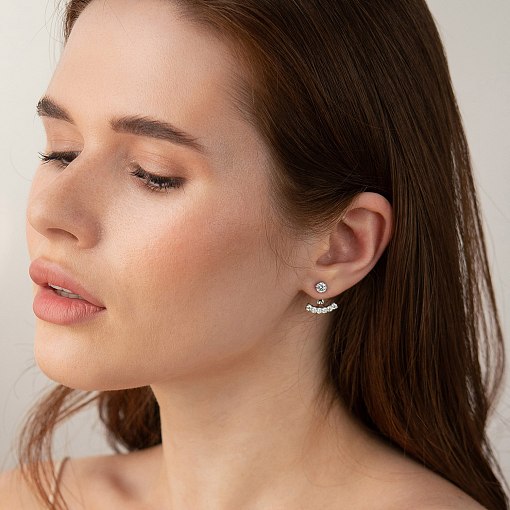 Сережки - джекети  в білому золоті (фіаніти) с09338 2