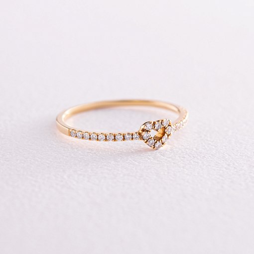 Золотое кольцо "Сердечко" с бриллиантами кб0448ca 3