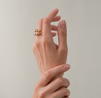 Кольцо "Шарики" в желтом золоте к08246 №4