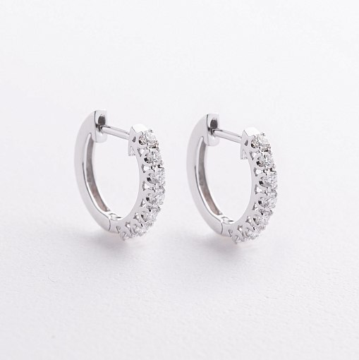 Золоті сережки - кільця з діамантами сб0549mi