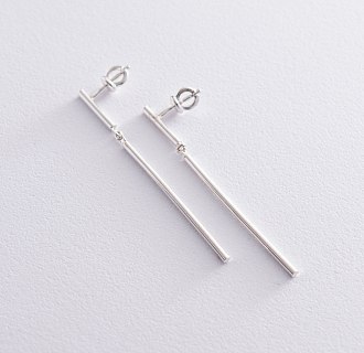 Сережки - пусети в стилі мінімалізм з срібла 122 586 №8