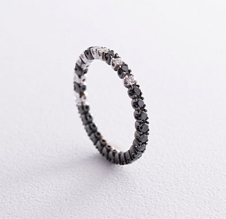 Золотое кольцо с белыми и черными бриллиантами кб0471di №3