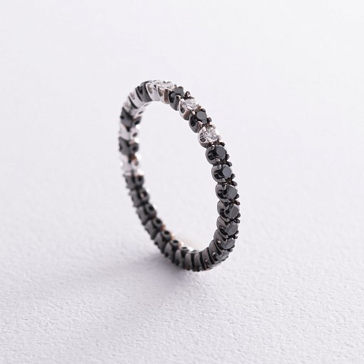 Золотое кольцо с белыми и черными бриллиантами кб0471di 3