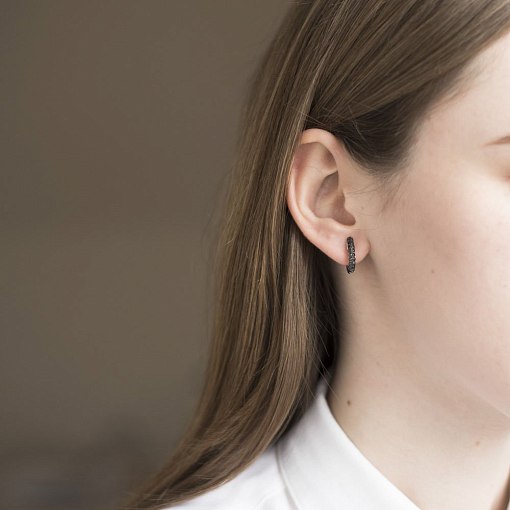 Золоті сережки з чорними діамантами сб0252sth 3