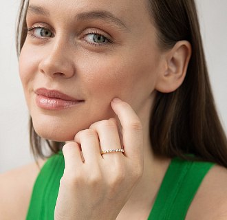 Золота каблучка з діамантами кб0593ri №2