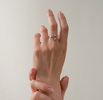 Кольцо "Шарики" в белом золоте к08283 №4