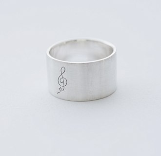 Серебряное кольцо с гравировкой "Скрипичный ключ" 112143с №4