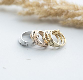 Золотое женское тройное кольцо с фианитами к02620 №4