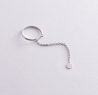 Серебряное кольцо "Монетка на цепочке" 901-01391 №4
