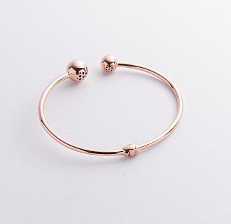 Жесткий браслет "Шарики" в красном золоте б05500 №5